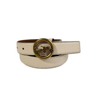 Coach Women's Signature Gold Buckle Leather Belt Size Large Cream 1 In